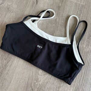 Women's Black and White Sports Bra